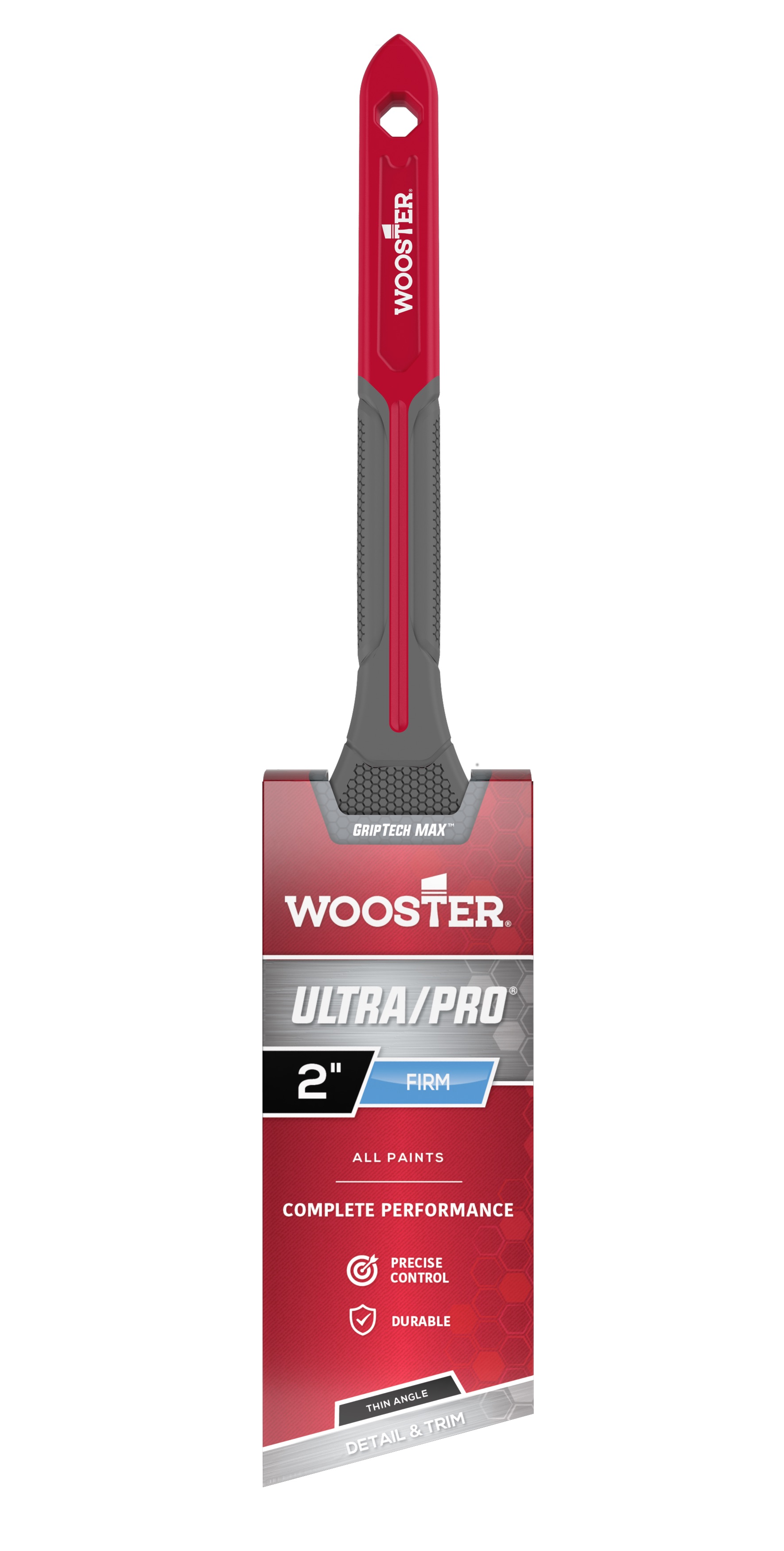Ultra/Pro GRIPTECH MAX Series G4181-2 Paint Brush, 2 in W, Firm Thin Angle Brush, 2-5/8 in L Bristle